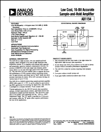 AD1154AD datasheet: +-10V; low cost, 16-bit accurate sample-and-hold amplifier. For medical and analytical instrumentation, automatic test equipment AD1154AD