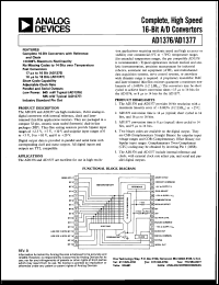 AD1376KD datasheet: 18V; complete, high speed 16-bit A/D converter AD1376KD