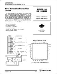 MC100E193FNR2 datasheet: 8-Bit EDAC/Parity MC100E193FNR2