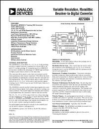 AD2S80ATD datasheet: 14V; 860mW; variable resolution, monolithic resolver-to-digital converter. For DC brushless and AC motor control, process control, numeral control of machine tools, robotics, axis control, military servo control AD2S80ATD