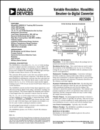 AD2S80AUD datasheet: 14V; 860mW; variable resolution, monolithic resolver-to-digital converter. For DC brushless and AC motor control, process control, numeral control of machine tools, robotics, axis control, military servo control AD2S80AUD