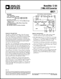 AD671KD-750 datasheet: 0.5-6.5V; 1000mW; monolithic 12-bit 2MHz A/D converter AD671KD-750