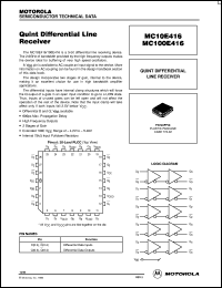 MC100E416FNR2 datasheet: Quint High Freq Line Receiver MC100E416FNR2