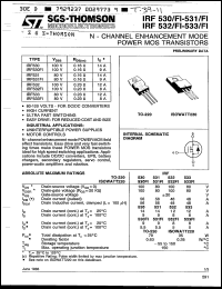 IRF530F1 datasheet: N-channel MOSFET, 100V, 9A IRF530F1