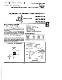 IRF9532 datasheet: P-channel MOSFET, 100V, 10A IRF9532