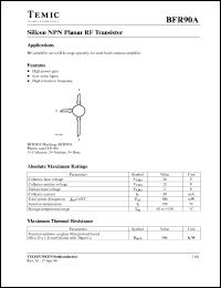 BFR90A datasheet: NPN high frequency transistor, 6 GHz BFR90A