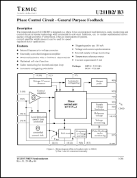 U211B2 datasheet: Phase control circuit - general purpose feedback U211B2