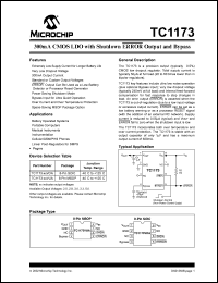 TC1173-2.5VUA datasheet: 300mA CMOS LDO with shutdown error output and bypass, output 2.5V TC1173-2.5VUA