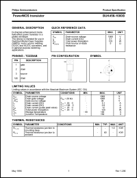 BUK456-1000B datasheet: PowerMOS transistor. Drain-source voltage 1000 V. Drain current(DC) 3.1 A. BUK456-1000B