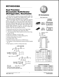 MC74HC4538AFEL datasheet: Dual Precision  Monostable Multivibrator (Retriggerable, Resettable) MC74HC4538AFEL