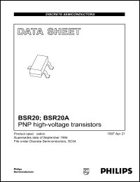 BSR20A datasheet: PNP high-voltage transistor. BSR20A