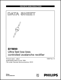 BYM99 datasheet: Ultra fast low-loss controlled avalanche rectifier. BYM99