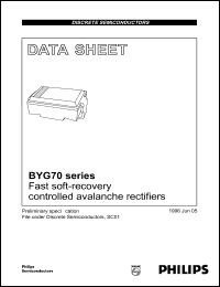 BYG70J datasheet: Fast soft-recovery controlled avalanche rectifier. Repetitive peak reverse voltage 600 V. BYG70J