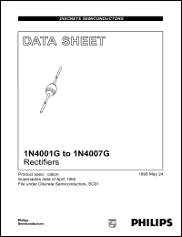 1N4001G datasheet: Rectifier. Repetitive peak reverse voltage 50 V. 1N4001G