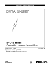 BYD13D datasheet: Controlled avalanche rectifier. Repetitive peak reverse voltage 200 V. BYD13D