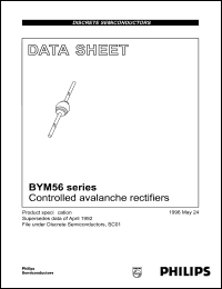 BYM56A datasheet: Controlled avalanche rectifier. Repetitive peak reverse voltage 200 V. BYM56A