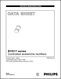 BYD17K datasheet: Controlled avalanche rectifier. Repetitive peak reverse voltage 800 V. BYD17K