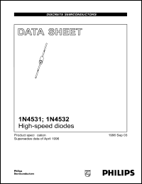 1N4531 datasheet: High-speed diode. Repetitive peak reverse voltage 75 V. 1N4531