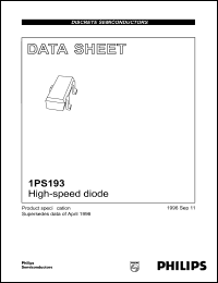 1PS193 datasheet: High-speed diode. Repetitive peak reverse voltage 85 V. 1PS193