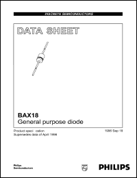 BAX18 datasheet: General purpose diode. Repetitive peak reverse voltage 75 V. BAX18