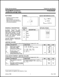 PHW20N50E datasheet: PowerMOS transistor. Avalanche energy rated. PHW20N50E