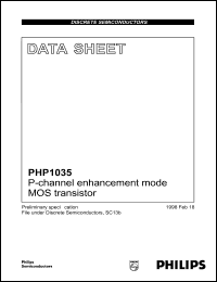 PHP1035 datasheet: P-channel enhancement mode MOS transistor. PHP1035