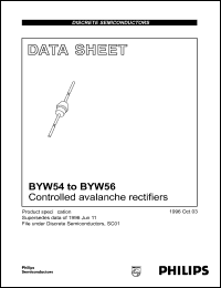 BYW56 datasheet: Controlled avalanche rectifier. Repetitive peak reverse voltage 1000 V. BYW56