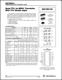 MC10H124MEL datasheet: Quad TTL-to-MECL Translator With TTL Strobe Input MC10H124MEL