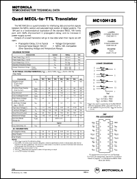 MC10H125ML1 datasheet: Quad MECL-to-TTL Translator MC10H125ML1