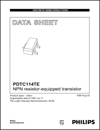 PDTC114TE datasheet: NPN resistor-equipped transistor. PDTC114TE