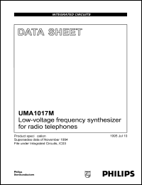 UMA1017M datasheet: Low-voltage frequency synthesizer for radio telephones. UMA1017M