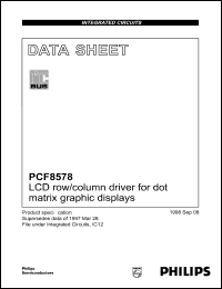 PCF8578U/2 datasheet: LCD row/column driver for dot matrix graphic displays. Chip with bumps in tray. PCF8578U/2