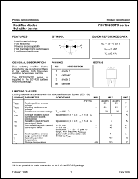 PBYR325CTD datasheet: Rectifier diode. Schottky barrier. PBYR325CTD