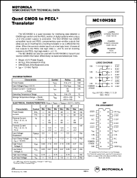 MC10H352FN datasheet: Quad CMOS to PECL* Translator MC10H352FN