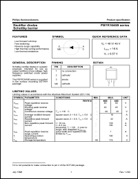 PBYR1645B datasheet: Rectifier diode. Schottky barrier. PBYR1645B