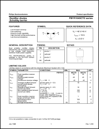 PBYR1045CTD datasheet: Rectifier diode. Schottky barrier. PBYR1045CTD