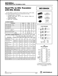 MC10H424FNR2 datasheet: Quad TTL to ECL Translator with ECL Strobe MC10H424FNR2