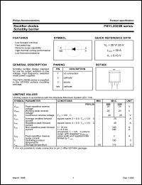 PBYL2025B datasheet: Rectifier diode. Schottky barrier. PBYL2025B
