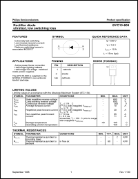 BYC10-600 datasheet: Rectifier diode ultrafast, low switching loss. BYC10-600