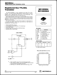 MC10H604FNR2 datasheet: Registered Hex TTL/ECL Translator MC10H604FNR2