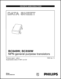 BC849CW datasheet: NPN general purpose transistor. BC849CW