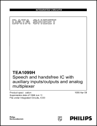 TEA1099H datasheet: Speech and handsfree IC with auxiliary inputs/outputs and analog multiplexer. TEA1099H