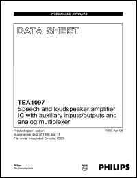 TEA1097H datasheet: Speech and loudspeaker amplifier IC with auxiliary inputs/outputs and analog multiplexer. TEA1097H