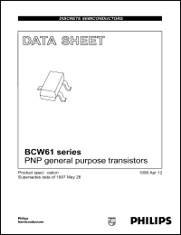 BCW61D datasheet: PNP general pupose transistor. BCW61D