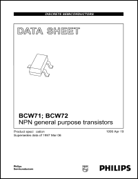 BCW71 datasheet: NPN general purpose transistor. BCW71
