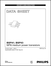 BSP41 datasheet: NPN medium power transistor. BSP41