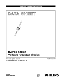 BZV85-C4V3 datasheet: Voltage regulator diode. Working voltage Vz(min) = 4.0 V, Vz(max) = 4.6 V at Iztest. Test current Iztest = 50 mA. BZV85-C4V3