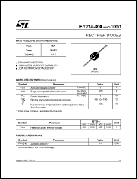 BY214-1000 datasheet: RECTIFIER DIODES BY214-1000