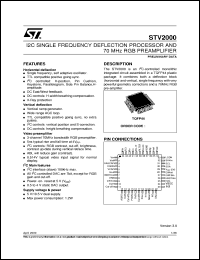 STV2000 datasheet: I2C SINGLE FREQUENCY DEFLECTION PROCESSOR AND 70MHZ RGB PREAMPLIFIER STV2000