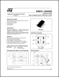 EMIF01-10005W5 datasheet: EMI FILTER INCLUDING ESD PROTECTION (ASD) EMIF01-10005W5